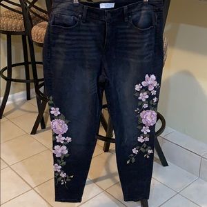 Lane Bryant black embroidered jeans